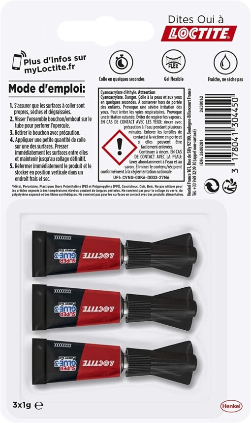 Loctite Super Glue-3 Power Gel Mini dose, colle forte enrichie en caoutchouc, lot de 3 tubes 1 g & Super Glue-3 Précision, – Image 8