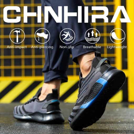 CHNHIRA Chaussures de Securité Homme Embout Acier Protection Antidérapante Anti-Perforation Chaussures de Travail Unisexes – Image 52