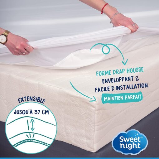 Sweetnight - Protège matelas 90x190/200 cm | Alèse Imperméable et Micro Respirante | Souple et Silencieux | Lavable à 90°C – Image 8