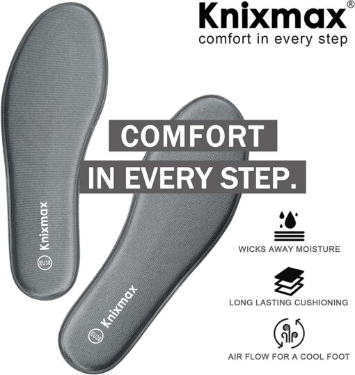 Knixmax Semelles Mémoire de Forme Confort, Semelles de Chaussures Femme et Homme - Superbes Absorption des Chocs et un Amorti – Image 4