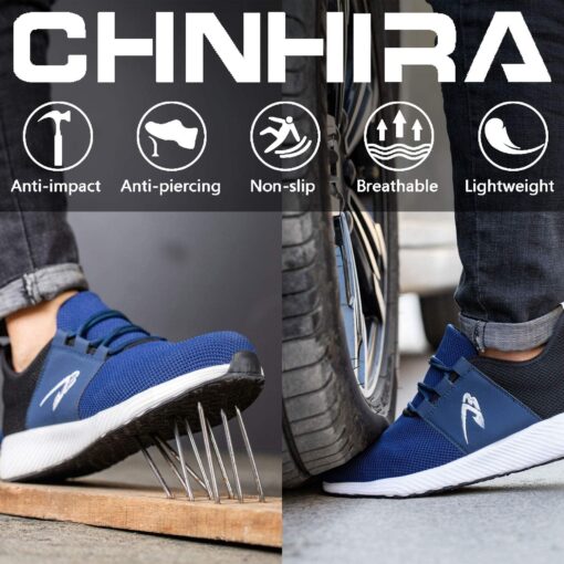 CHNHIRA Chaussures de Securité Homme Embout Acier Protection Antidérapante Anti-Perforation Chaussures de Travail Unisexes – Image 98