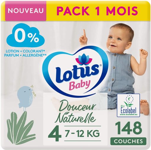 LOTUS BABY Douceur Naturelle - Couches Taille 1 (2-5 kg/Nouveau-né) Pack 1 mois - 80 couches – Image 8