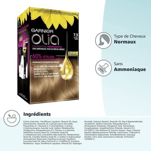 Garnier Olia Coloration Permanente sans Ammoniaque 1.10 Noir Saphir – Image 25