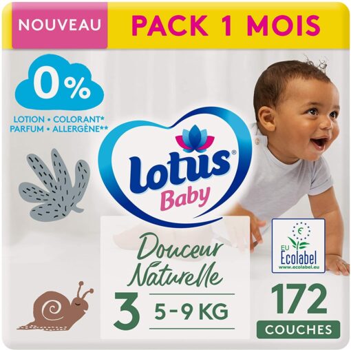 LOTUS BABY Douceur Naturelle - Couches Taille 1 (2-5 kg/Nouveau-né) Pack 1 mois - 80 couches – Image 15