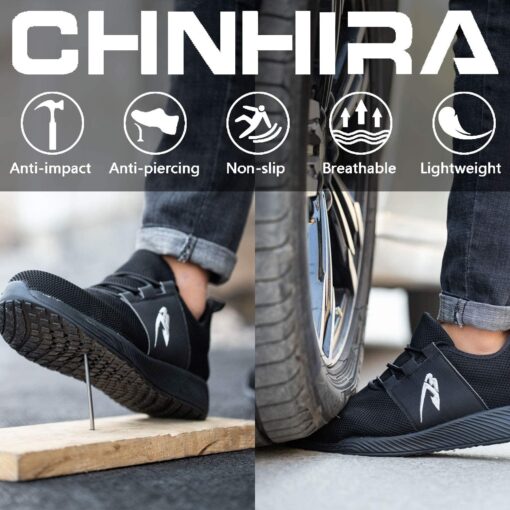 CHNHIRA Chaussures de Securité Homme Embout Acier Protection Antidérapante Anti-Perforation Chaussures de Travail Unisexes – Image 7