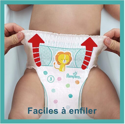 Pampers Couches-Culottes Baby-Dry Pants Taille 3 (6-11kg) Maintien 360° pour Éviter les Fuites, Faciles à Changer, 180 – Image 3