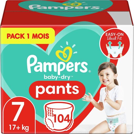 Pampers Couches-Culottes Baby-Dry Pants Taille 3 (6-11kg) Maintien 360° pour Éviter les Fuites, Faciles à Changer, 180