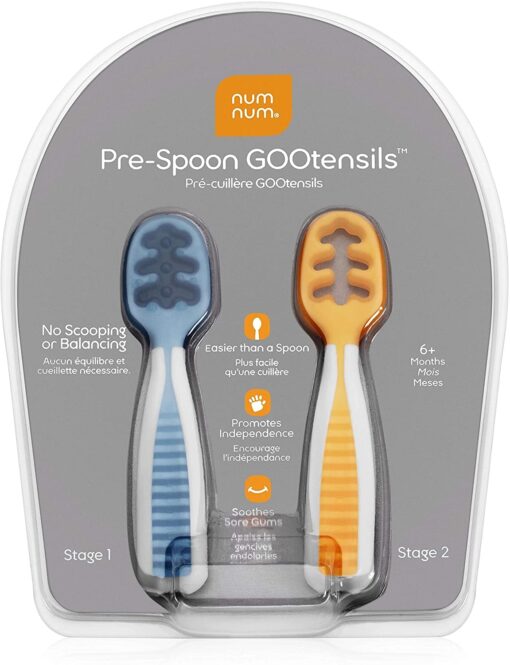 NumNum - Pack 2 PréCuillère d'Apprentissage pour Bébé (6+) - Bleu + Orange - Silicone - Ideal BLW – Image 30