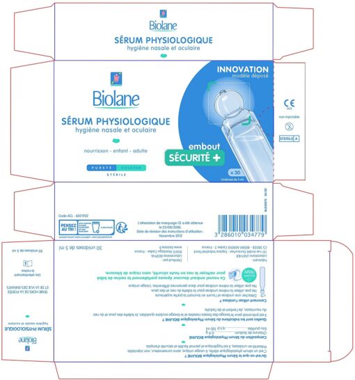 BIOLANE - SERUM PHYSIOLOGIQUE – Pour nettoyer le nez et les yeux du bébé en toute sécurité – 30 unidoses à embout rond – Image 7