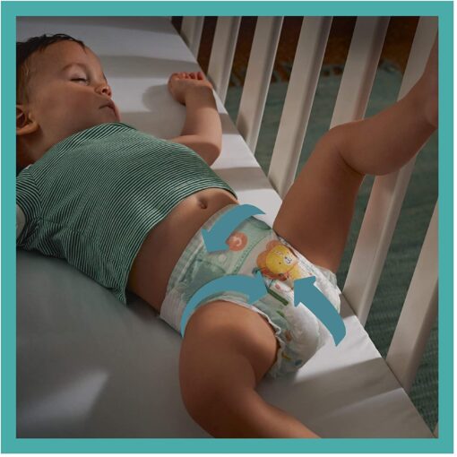 Pampers Couches Baby-Dry Taille 3 (6-10kg) Jusqu'à 12h Bien Au Sec et avec Double-Barrière Anti-Fuites, 198 Couches (Pack 1 – Image 7