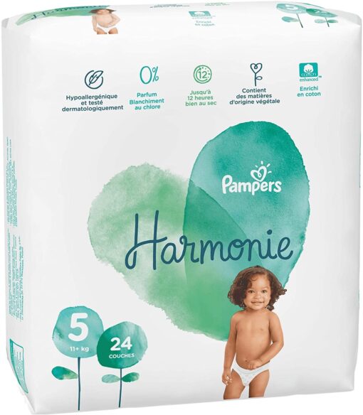 Pampers Couches Harmonie Taille 1 (2-5kg) 0% de compromis, 100% d'absorption, Ingrédients d'origine végétale, – Image 23