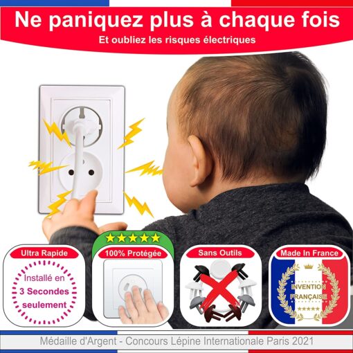 [Pack x20] Cache Prise Bébé Français Amovible [ Sans Clef Ni Adhésif ] - Invention 100% Made In France - Cache-Prise Bebe - – Image 5