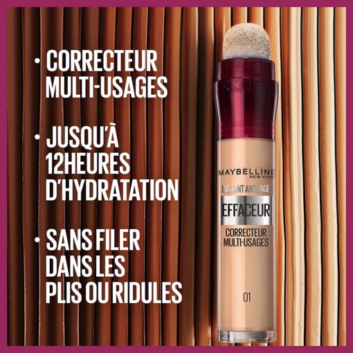 Maybelline New York - Anti-cernes/Correcteur Fluide - Instant Anti-Age L’Effaceur - 00 Ivoire - 6,8 ml – Image 2