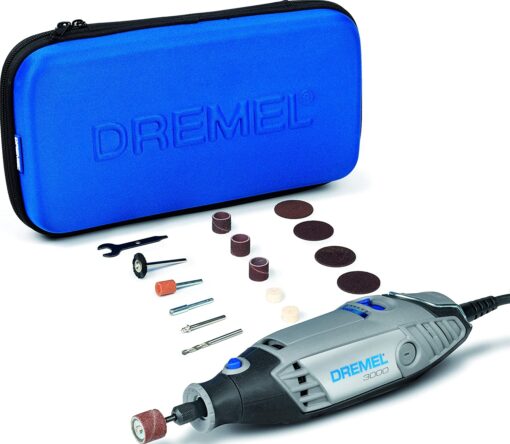 Dremel 3000 Outil Rotatif Multifonction 130W avec 15 Accessoires et 1 Sac, Vitesse Variable 10000-33000 tr/min pour Découper,