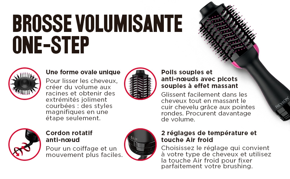 Sèche-cheveux; volumisant; Revlon; One-Step; IONIQUE; CÉRAMIQUE; BROSSE OVAL; 