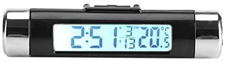 Yosoo Thermomètre d'horloge de Voiture 2 en 1 Rétro-éclairage LCD Numérique Thermomètre Moniteur d'horloge Automatique à Clipser(White)