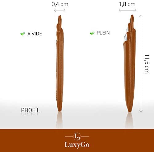 Porte Carte De Credit et Pièce Identité Minimaliste - Protection Cartes Bleue sans Contact - Petit Etui Cuir Slim Protege Contre Le piratage Bancaire - Portefeuille Mince Anti RFID - Idée Cadeau – Image 4