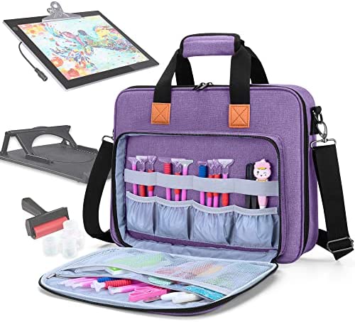 Luxja Sac de Transport pour Tablette Lumineuse A4 et Outils de Peinture de Diamant, Sac de Rangement pour Diamond Painting Accessoires et Tablette Lumineuse (pour Tablette Lumineuse A4), Gris – Image 10
