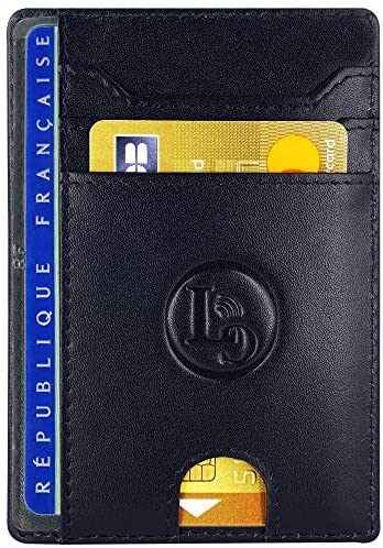 Porte Carte De Credit et Pièce Identité Minimaliste - Protection Cartes Bleue sans Contact - Petit Etui Cuir Slim Protege Contre Le piratage Bancaire - Portefeuille Mince Anti RFID - Idée Cadeau – Image 9