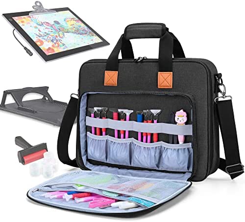 Luxja Sac de Transport pour Tablette Lumineuse A4 et Outils de Peinture de Diamant, Sac de Rangement pour Diamond Painting Accessoires et Tablette Lumineuse (pour Tablette Lumineuse A4), Gris – Image 9