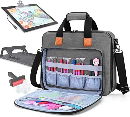 Luxja Sac de Transport pour Tablette Lumineuse A4 et Outils de Peinture de Diamant, Sac de Rangement pour Diamond Painting Accessoires et Tablette Lumineuse (pour Tablette Lumineuse A4), Gris