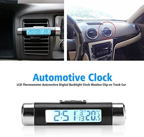 Yosoo Thermomètre d'horloge de Voiture 2 en 1 Rétro-éclairage LCD Numérique Thermomètre Moniteur d'horloge Automatique à Clipser(White) – Image 7