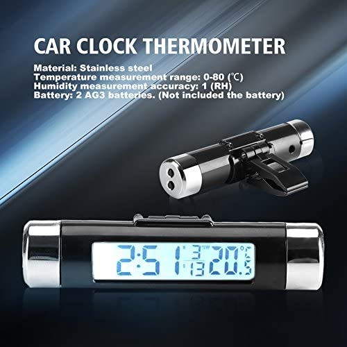 Yosoo Thermomètre d'horloge de Voiture 2 en 1 Rétro-éclairage LCD Numérique Thermomètre Moniteur d'horloge Automatique à Clipser(White) – Image 6