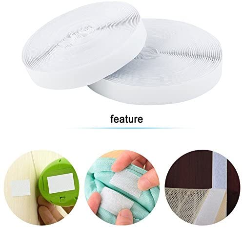 Vicloon Bande Adhésif,Bande Agrippantes Adhésives,5M Ruban Scratch Hook Loop Autocollant Particulièrement Forte Force D'adhérence Tous Les Types D'installations Cadre Photo (Blanc-2cm*5M) – Image 6