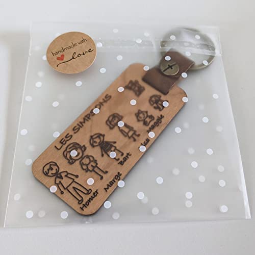 KDO 3D Porte clés famille personnalisé en bois, cadeau noël, anniversaire, fête des pères des mères, des grands parents – Image 6