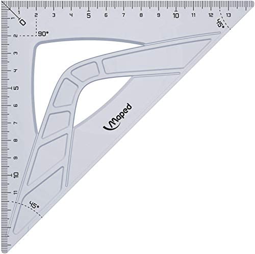 Maped - Kit Géométrie 4 en 1 - Règle 30 cm + Équerre Scolaire 60°/21 cm +  Équerre Scolaire 45°/21 cm + Rapporteur 180° / 12 cm - Set de Traçage  Rigide Transparent : : Fournitures de bureau