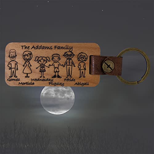 KDO 3D Porte clés famille personnalisé en bois, cadeau noël, anniversaire, fête des pères des mères, des grands parents – Image 4