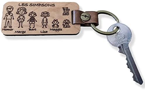 KDO 3D Porte clés famille personnalisé en bois, cadeau noël, anniversaire, fête des pères des mères, des grands parents