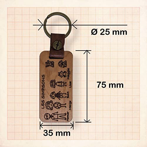 KDO 3D Porte clés famille personnalisé en bois, cadeau noël, anniversaire, fête des pères des mères, des grands parents – Image 2