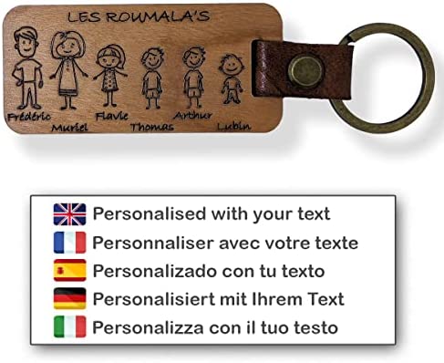 KDO 3D Porte clés famille personnalisé en bois, cadeau noël, anniversaire, fête des pères des mères, des grands parents – Image 5