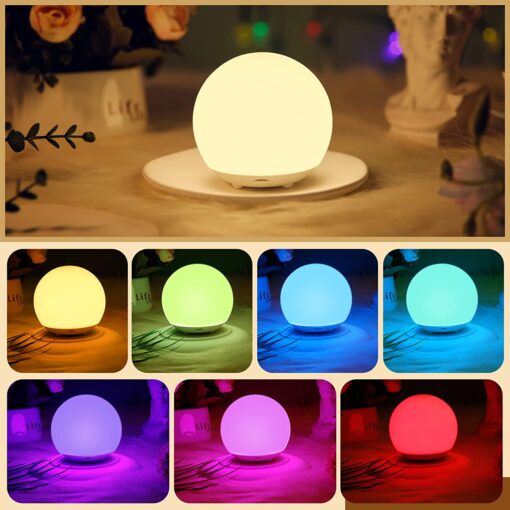 Veilleuse Enfant, Veilleuse LED à Changement de Couleur à 7 Couleurs Rechargeable USB LED Lampe de Chevet avec Contrôle Tactile