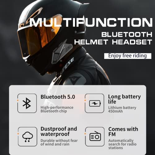 OBEST Casque de Moto Bluetooth 5.0 sans Fil,Kit Bluetooth Casque Moto  Réponse Automatique,Son Stéréo,Étanche à la Poussière et à l'Eau,Connecté à  Un