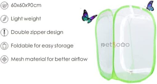 PETSOOO NFF-57 Kit d'habitat pour insectes et papillons Vert Taille L 91 x 61 x 59 cm – Image 2