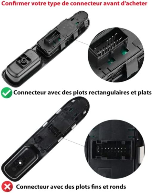 AYNEFY Commutateur de Fenêtre - Contrôle de lève-vitre Électrique, Bouton de Lève-vitre du Régulateur de Puissance Compatible avec Peugeot207 Citroen C3, 6554.QC – Image 6