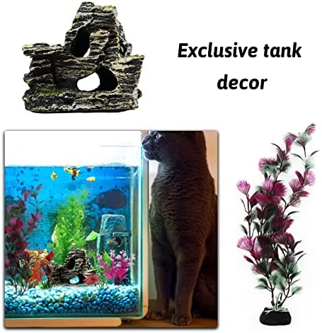 PietyPet Aquarium Decoration Plante, Plantes Artificielle Aquarium Deco et Rocher Polyrésine Grotte Ornement, Cachette Décoration pour Aquarium Poissons, 25 Pièces – Image 4
