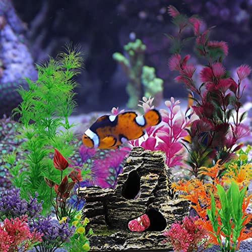 PietyPet Aquarium Decoration Plante, Plantes Artificielle Aquarium Deco et Rocher Polyrésine Grotte Ornement, Cachette Décoration pour Aquarium Poissons, 25 Pièces – Image 7