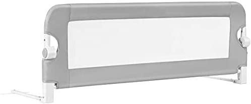 DREAMADE Barrière de Lit Pliable pour Bébé, Barrière de Protection pour Bord de Lit, Rail de Lit Protection pour Enfants, 105CM/120CM/150CMX40CMX42CM, Blanc/Gris/Bleu (Gris, 120 CM)
