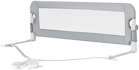 LIFEZEAL Barrière de Lit Pliable, Barriere de Securite Enfant Lit en Tissu Oxford et en PP, Barriere de Lit Enfant 121x42 CM, Protection Chute Enfant (Gris)