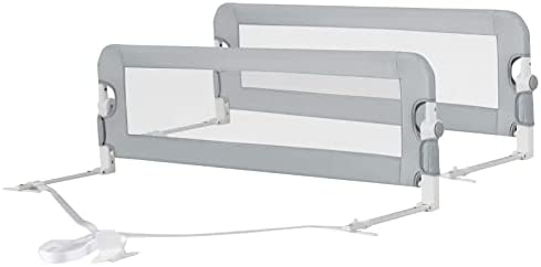 LIFEZEAL Barrière de Lit Pliable, Barriere de Securite Enfant Lit en Tissu Oxford et en PP, Barriere de Lit Enfant 121x42 CM, Protection Chute Enfant (Gris) – Image 7