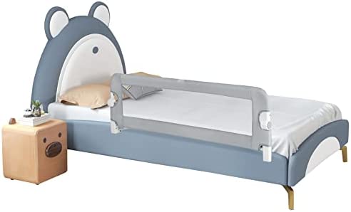 LIFEZEAL Barrière de Lit Pliable, Barriere de Securite Enfant Lit en Tissu Oxford et en PP, Barriere de Lit Enfant 121x42 CM, Protection Chute Enfant (Gris) – Image 6