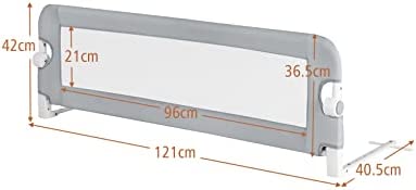 LIFEZEAL Barrière de Lit Pliable, Barriere de Securite Enfant Lit en Tissu Oxford et en PP, Barriere de Lit Enfant 121x42 CM, Protection Chute Enfant (Gris) – Image 5