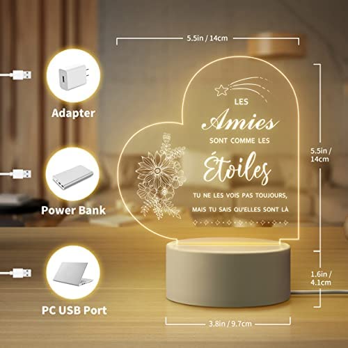 Pandasch Meilleure Amie Cadeau, Cadeau Amie Noel - Veilleuse Gravée, Personnalisé Cadeau pour Une Amie, Cadeau Anniversaire Amie, Idee Cadeau Meilleure Amie Original – Image 3