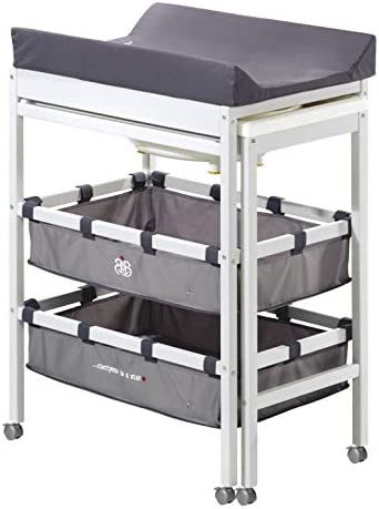 roba Table à Langer avec Baignoire Coulissante Baby Pool 2EN1 avec Matelas Imperméable Blanc et 2 Compartiments de Rangement - Bain Bébé Dès la Naissance - Bois Naturel – Image 13