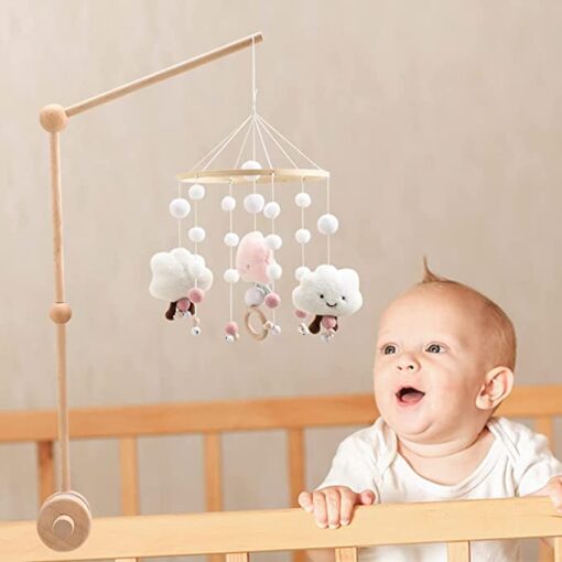 Promise Babe Baby Mobile Support en bois Lit de bébé Lit d'enfant, Table à langer Parc DIY Flexible Baby Mobile Support Bâti Bâton Mobile Suspension Boîte à musique Carillon Clochette de lit – Image 4