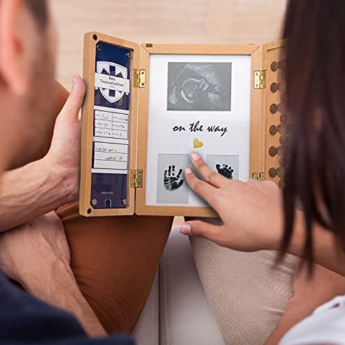 Cadres Photo en Bois de Bébé avec Empreinte Mains et Pieds de Bébé + échographie + Boîte à Dents De Lait + Carte information sur la naissance,5 in 1 Souvenir Pour Nouveau-Nés,Garçons Et Filles – Image 5