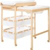 roba Table à Langer avec Baignoire Coulissante Baby Pool 2EN1 avec Matelas Imperméable Blanc et 2 Compartiments de Rangement - Bain Bébé Dès la Naissance - Bois Naturel